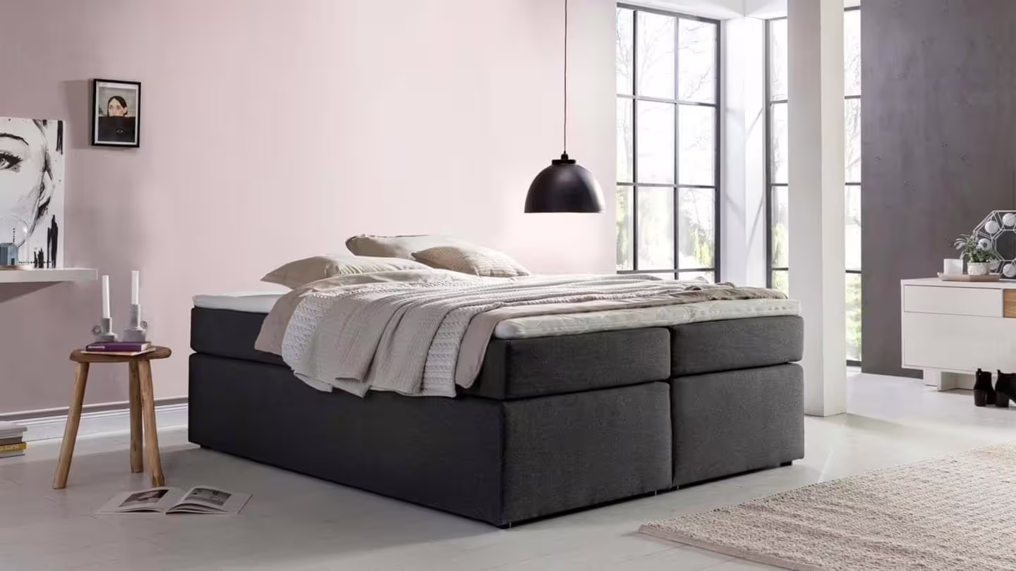 Bild von Möbelfreude Boxspringbett Boxspringbett Bella Anthrazit 160x220 cm H2, Anthrazit 160x220 cm H2, 7-Zonen Taschenfederkern-Matratze inkl. Visco