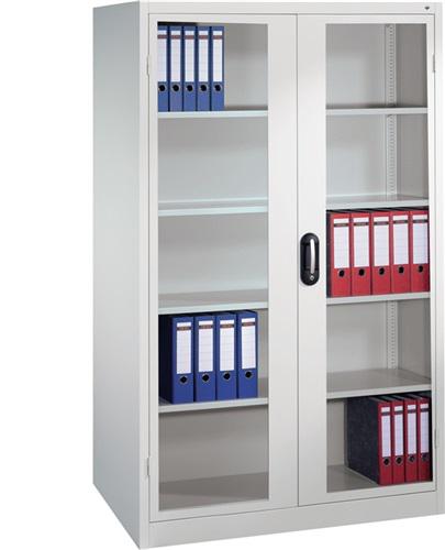 Bild von Flügeltürenschrank H1950xB1200xT500mm, lichtgrau/lichtgrau 4 BD Sichtfenstert.C+P