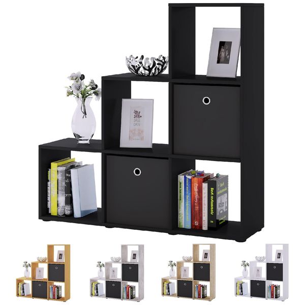 Bild von VCM Holzregal stehend platzsparendes Regal Maße: H. 105 x B. 108 x T. 29 cm Elegantes Regal stehend Aufbewahrungsregal Bücherregal Raumteiler- Nitas
