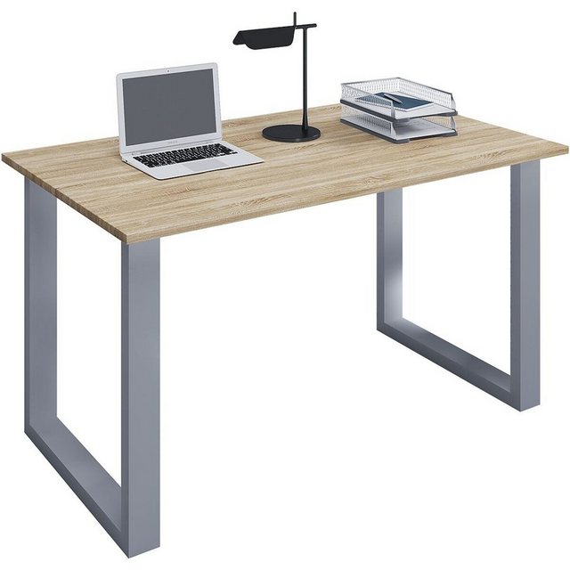 Bild von VCM my office Lona Schreibtisch sonoma-eiche rechteckig, U-Fuß-Gestell silber 140,0 x 80,0 cm