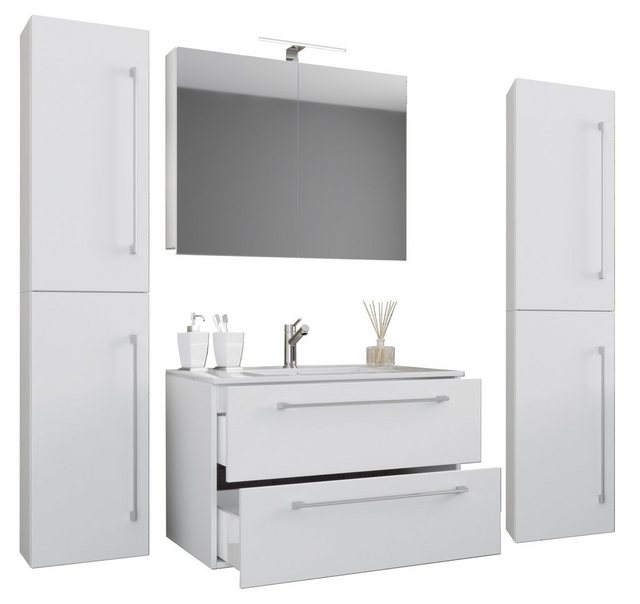 Bild von VCM 5-tlg. Waschplatz Waschtisch Badmöbel Set Waschbecken Badinos Schublade SC