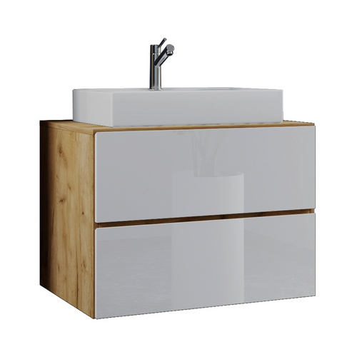 Bild von VCM my bath Badmöbel-Set Lendas S 915286 honig-eiche, weiß 81,0 x 46,0 x 69,0 cm