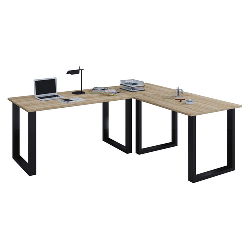Bild von VCM my office Lona Schreibtisch sonoma-eiche rechteckig, U-Fuß-Gestell schwarz 220,0 x 80,0 cm