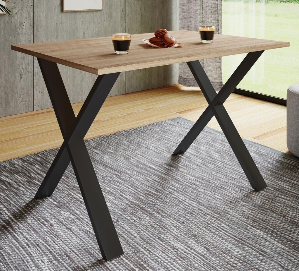 Bild von VCM my home Esstisch Xona sonoma-eiche rechteckig, U-Fuß schwarz, 110,0 x 80,0 x 76,0 cm