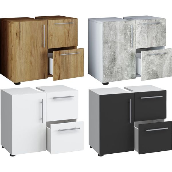 Bild von VCM Holz Waschbeckenunterschrank Badschrank Maße: H. 51 x B. 61 x T. 32 cm 1 Drehtür 2 große Schubladen modernes Badezimmermöbel - Flandu