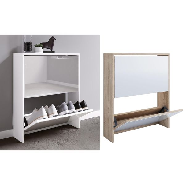 Bild von VCM Holz Schuhschrank Schuhkommode Schuhregal Schuhständer Spiegel Stido L Honig-Eiche