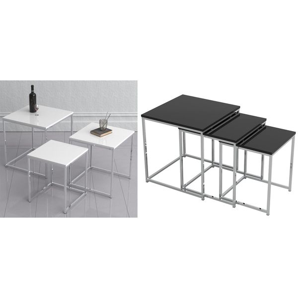 Bild von VCM 3-TLG. Set Beistelltisch | Couchtisch schlicht | Sofatisch aus Metall und MDF | Kaffeetisch - Glisal Schwarz