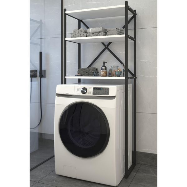 Bild von VCM Metall Überbauschrank Waschmaschine Maße: H. 160 x B. 66 x T. 34 cm 3 Ablagen aus Holz - Insasi