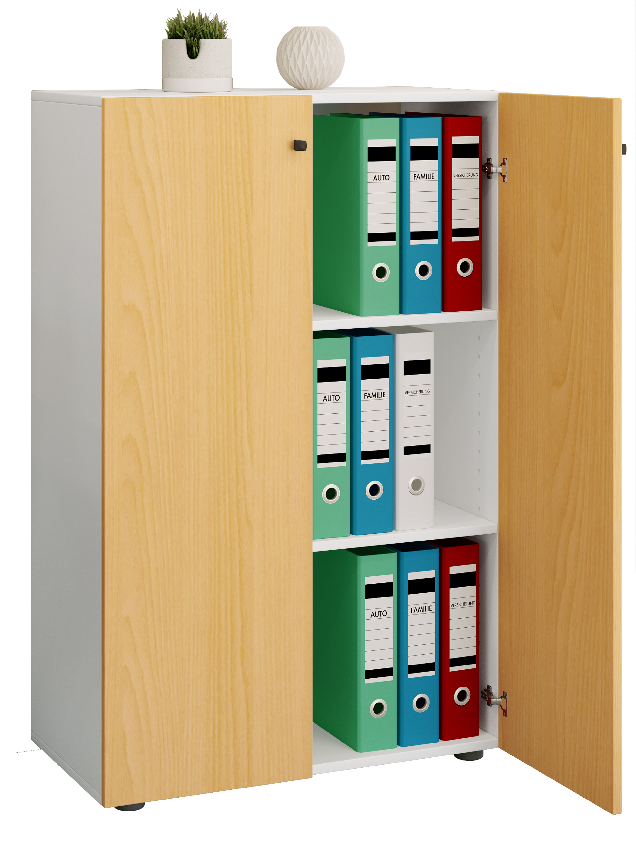 Bild von VCM my office Aktenschrank XL Lona, 919104 buche, weiß 2 Fachböden 70,0 x 39,0 x 110,0 cm