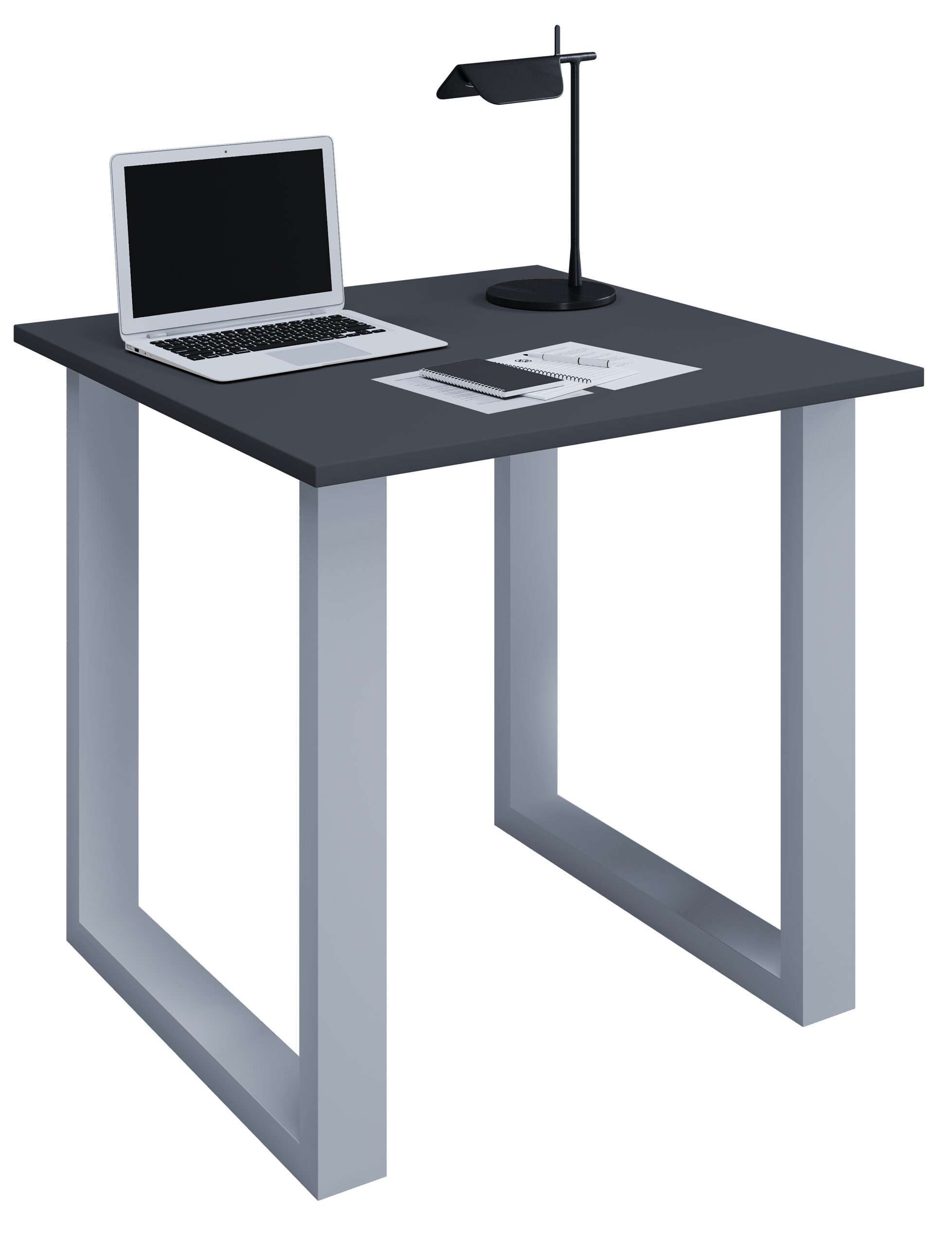 Bild von VCM my office Lona Schreibtisch anthrazit quadratisch, U-Fuß-Gestell silber 80,0 x 80,0 cm