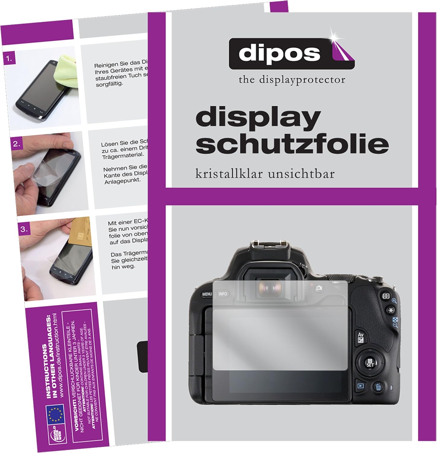 Bild von Dipos Displayschutzfolie Crystalclear (Displayschutz, EOS 200D), Kameraschutz, Transparent