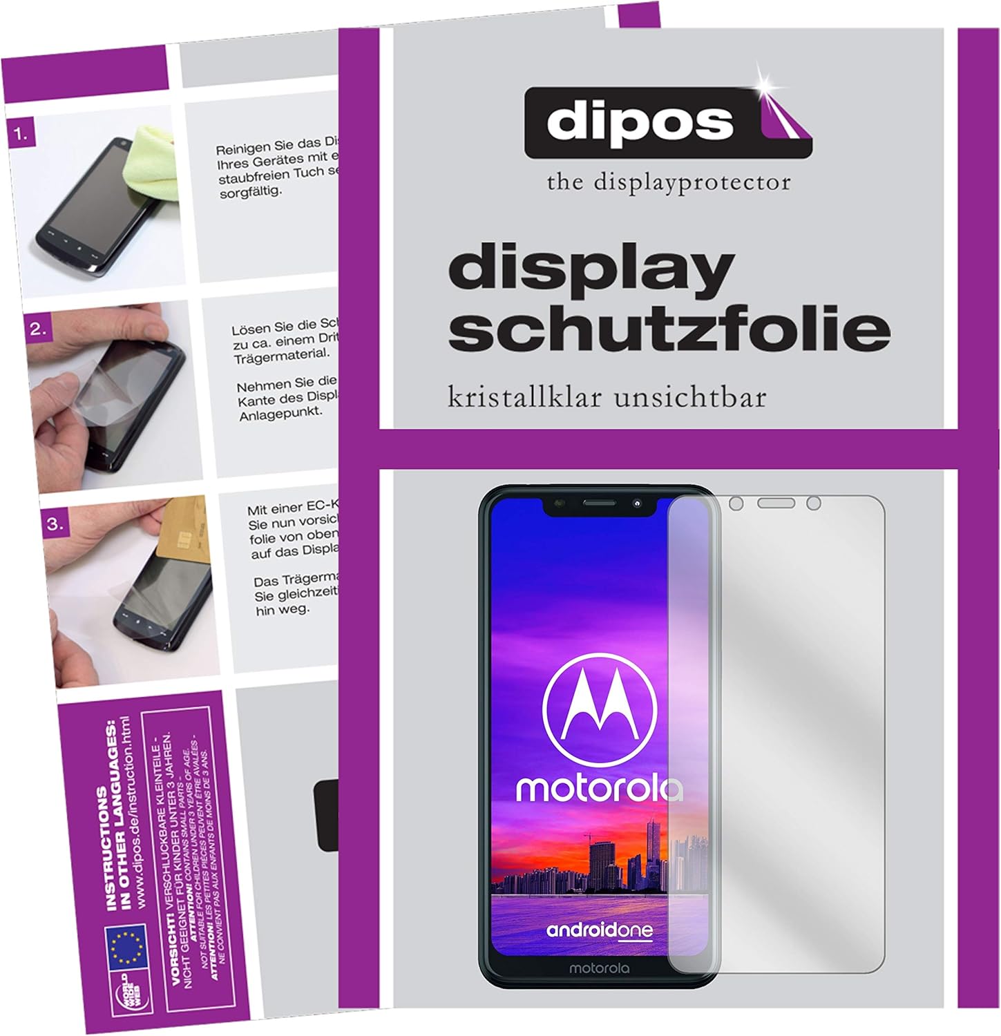 Bild von dipos I 6X Schutzfolie klar kompatibel mit Motorola One Folie Displayschutzfolie
