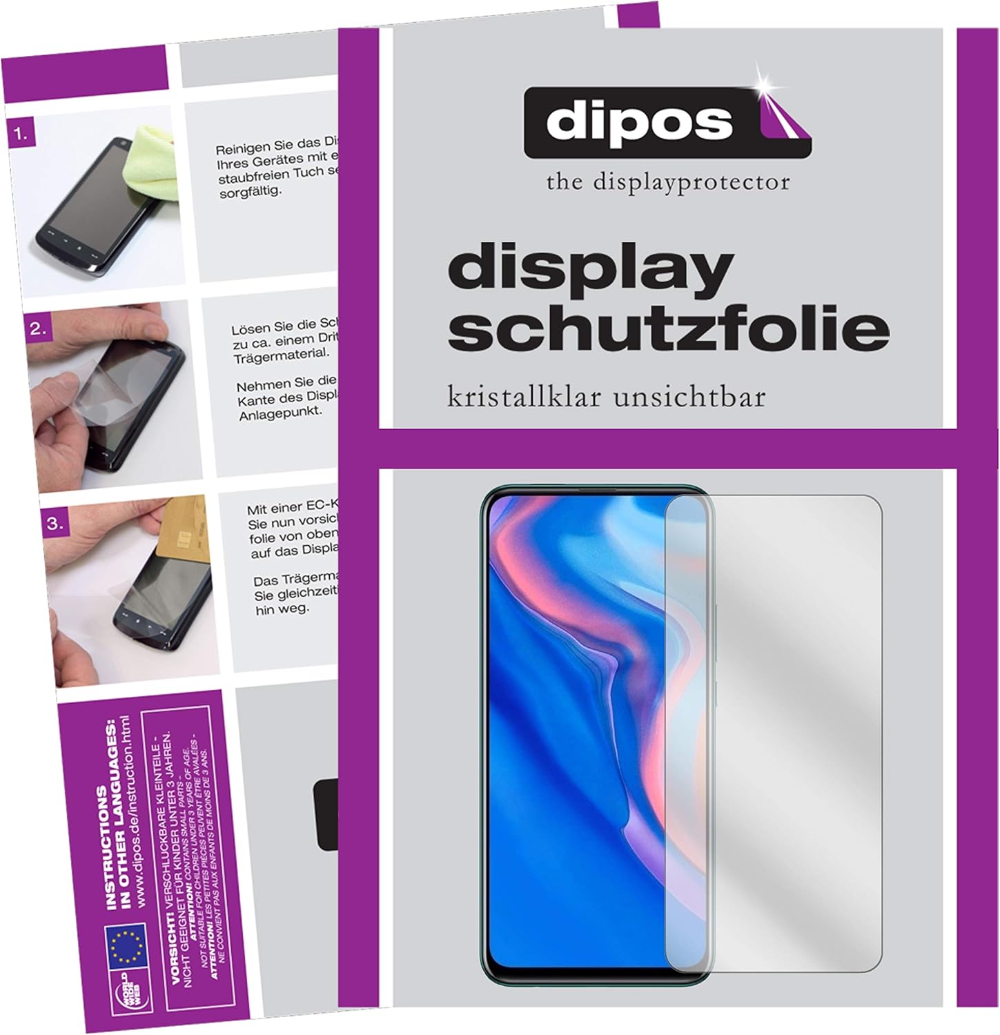 Bild von dipos I 6X Schutzfolie klar kompatibel mit Huawei P Smart Z (2019) Folie Displayschutzfolie (bewusst Kleiner als das Glas, da Dieses gewölbt ist)