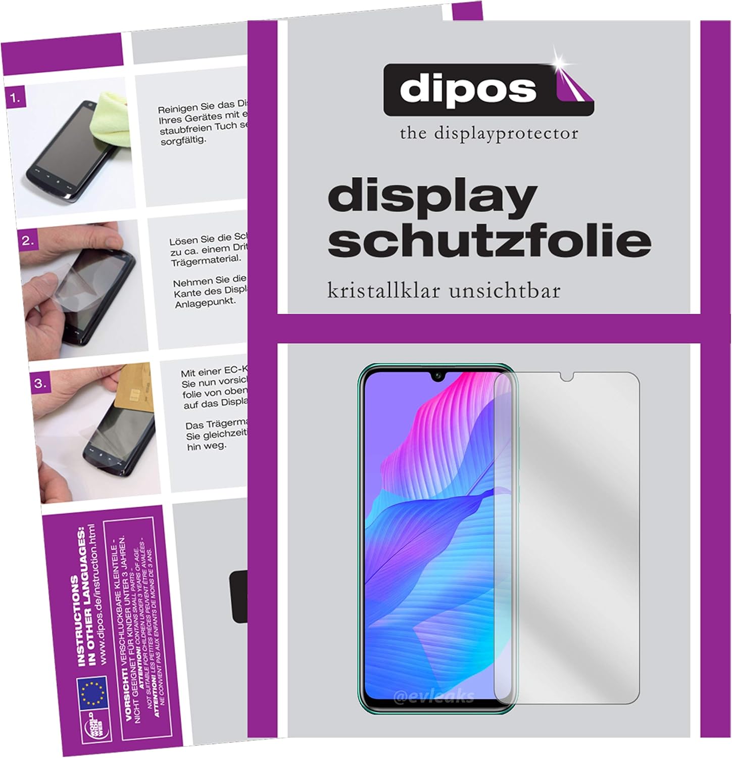 Bild von dipos I Schutzfolie kompatibel mit Huawei P Smart S Displayschutz-Folie klar (Kleiner als das Glas, da Dieses gewölbt ist)