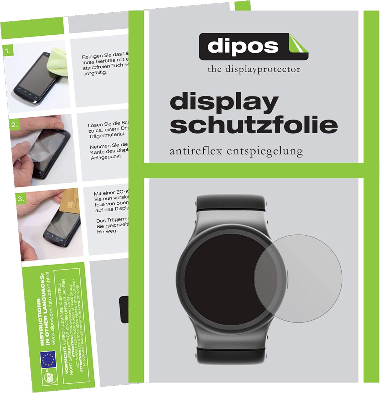 Bild von dipos I 2X Schutzfolie matt kompatibel mit 50 mm Durchmesser Uhr Folie Displayschutzfolie