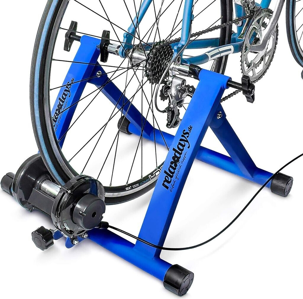 Bild von Relaxdays Unisex – Erwachsene Rollentrainer inklusive Schaltung 6 Gänge für 26-28 Zoll bis 120 kg Belastbar Heimtrainer, Blau, Standard