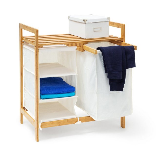 Bild von relaxdays Wäschekorb Wäschesammler Bambus LINEA mit Regal