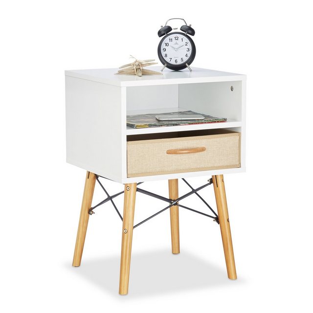 Bild von relaxdays Nachttisch braun, weiß 40,0 x 42,5 x 61,0 cm