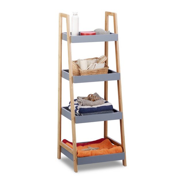 Bild von relaxdays Badregal Bambus Badregal mit 4 Ablageflächen