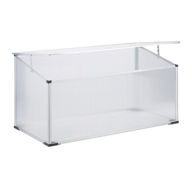 Bild von Relaxdays Frühbeet Alu, Stecksystem, lichtdurchlässig, UV-Schutz, Mini Gewächshaus, HxBxT: 100 x 50 x 50 cm, transparent