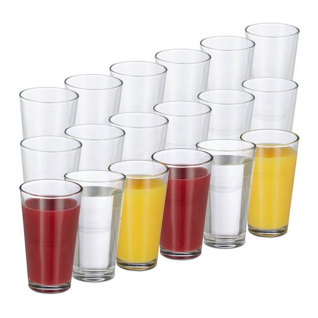 Bild von Relaxdays 18er Set Trinkgläser, dickwandige Wassergläser, schlichtes Design, spülmaschinenfest, 500 ml, transparent