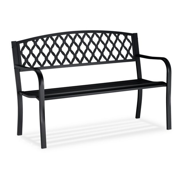 Bild von relaxdays Gartenbank 10026115_0 schwarz Metall 127,5 cm