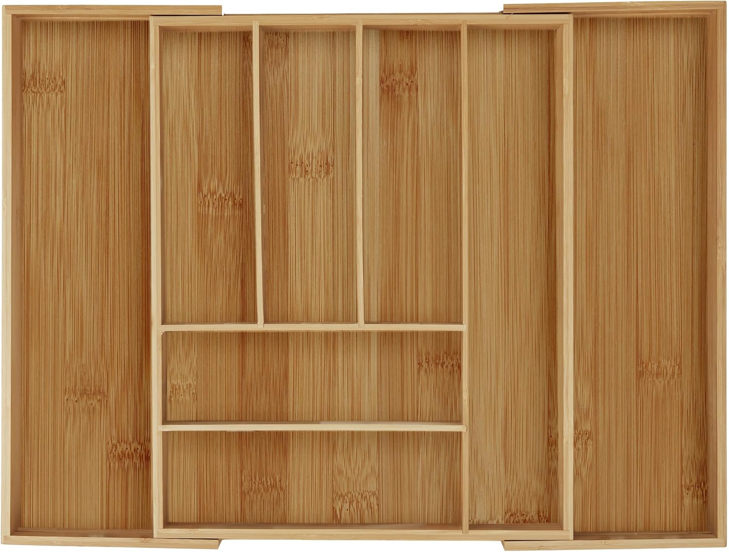 Bild von Relaxdays Besteckkasten Bambus, ausziehbar, Besteckeinsatz für Schubladen, Schubladeneinsatz HBT 6, 5x57, 5x43 cm, natur