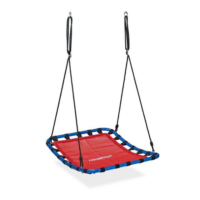 Bild von Relaxdays - Nestschaukel, Kinder & Erwachsene, bis 100 kg belastbar, höhenverstellbar, BxT 76x103 cm, Gartenschaukel, rot