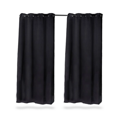 Bild von RELAXDAYS Vorhang Vorhänge 2er Set, Ösen (2 St), Polyester, Schwarz