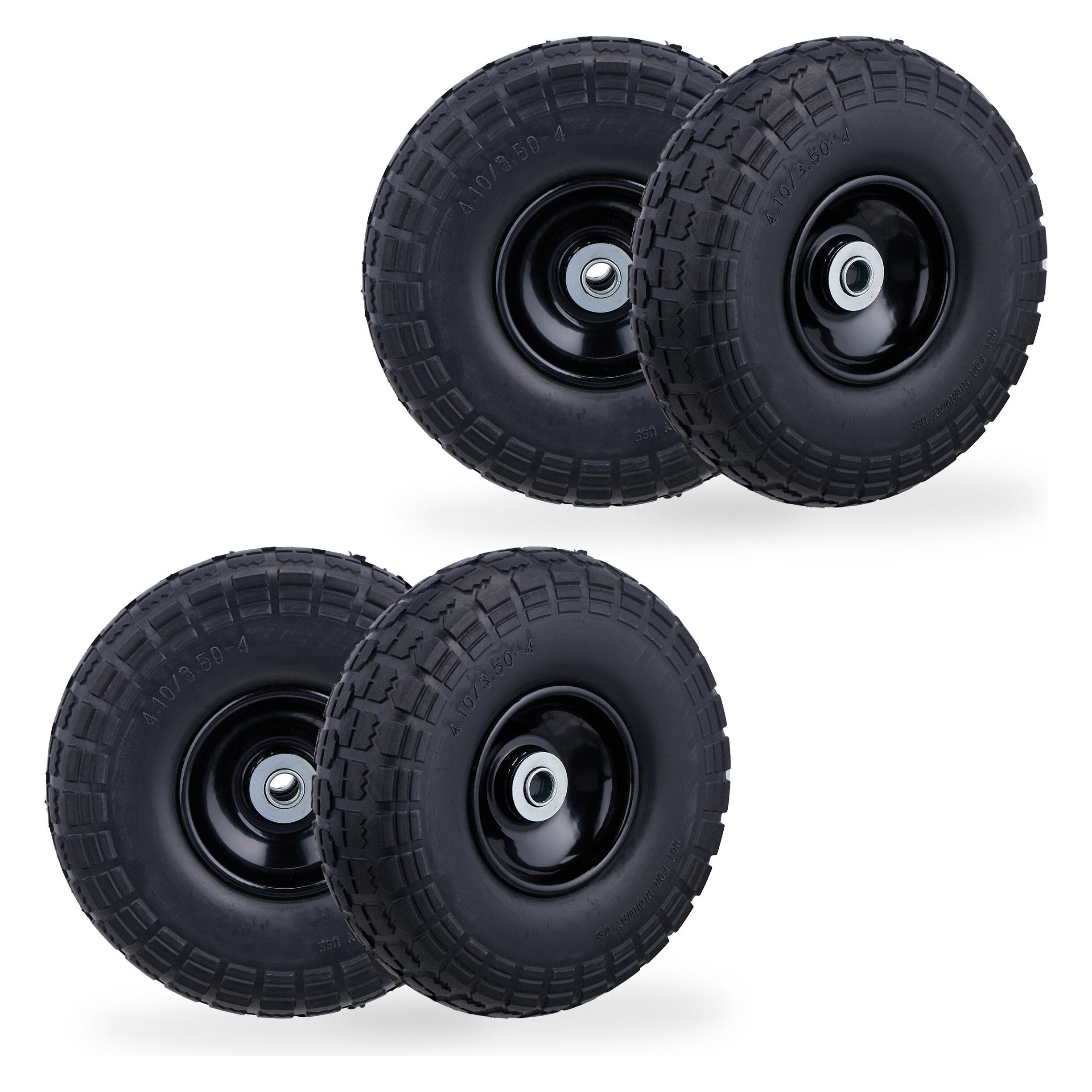 Bild von relaxdays Sackkarren-Rad Sackkarrenrad PU im 4er Set, Schwarz-Schwarz