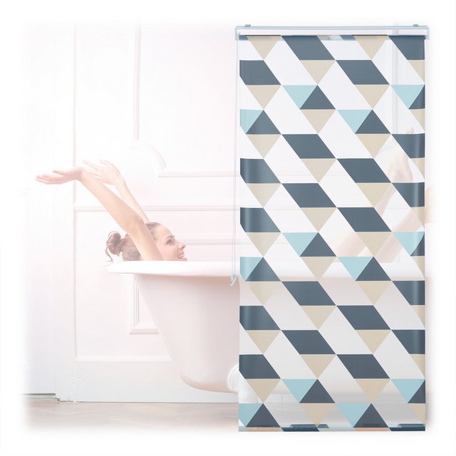 Bild von relaxdays Duschrollo mit geometrischem Desig Breite 80 cm, 80x240cm