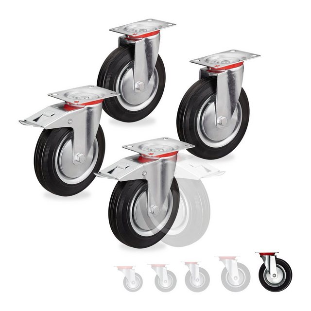 Bild von relaxdays Schwerlastregal Schwerlastrollen 4er Set, 200 mm