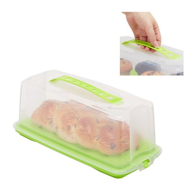 Bild von relaxdays Kuchentransportbox Eckige Kuchenbox, Kunststoff, Grün