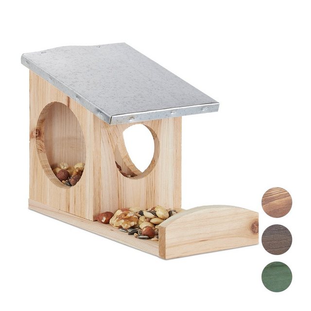 Bild von relaxdays Eichhörnchenkobel Eichhörnchen Futterhaus Metalldach, Natur