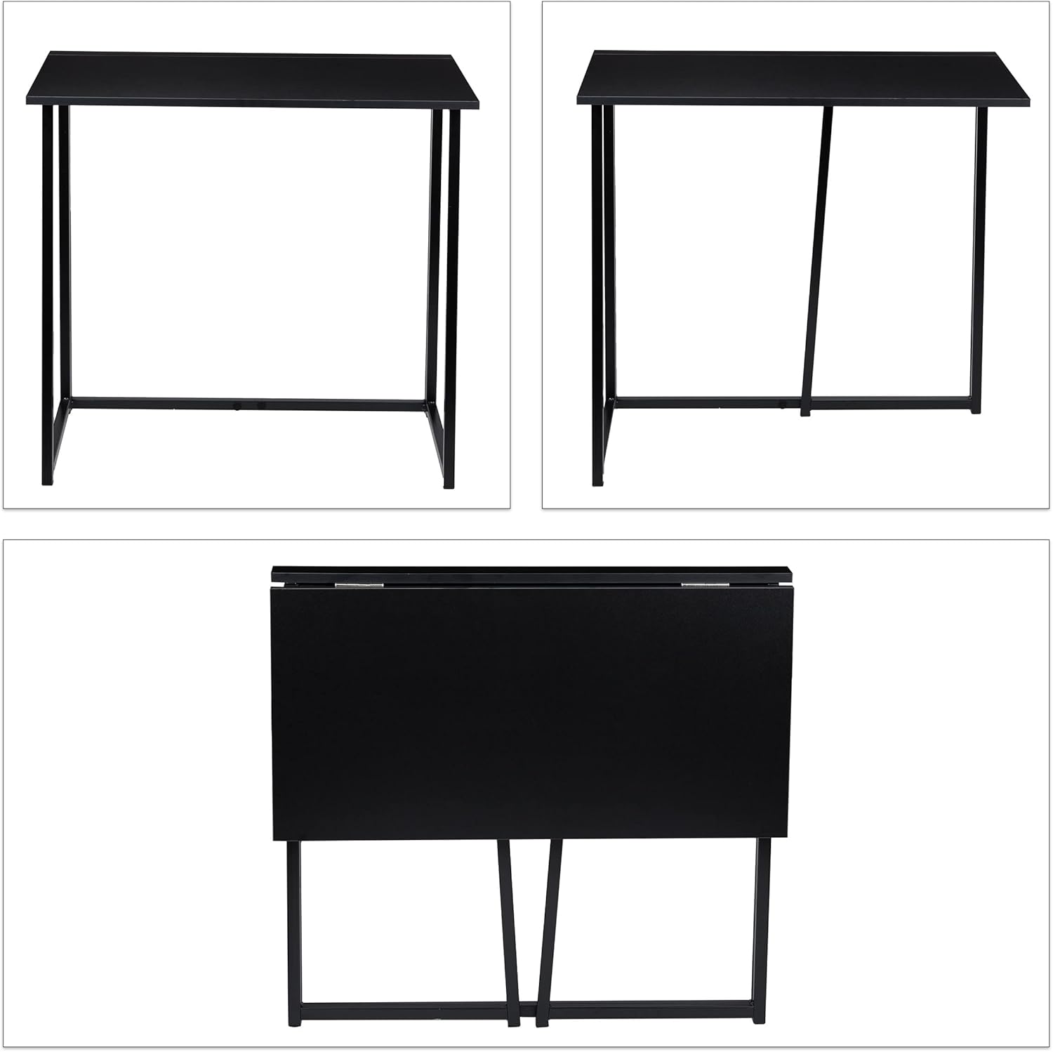 Bild von Relaxdays Schreibtisch klappbar, platzsparender Bürotisch zum Klappen, Home Office, Jugendzimmer, 74,5x80x45cm, schwarz