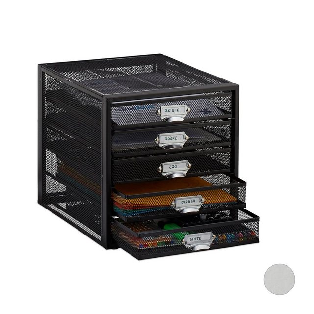 Bild von relaxdays Schubladenbox  schwarz 10024816_46, DIN A4 mit 5 Schubladen