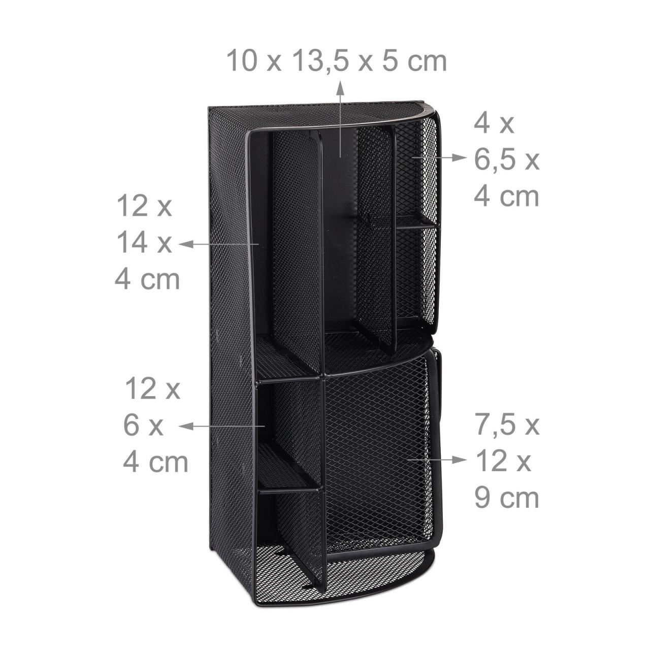 Bild von Relaxdays Schreibtischorganizer 6 Ablagen, kompakter Büroorganizer Metall, Schublade, Zettehalter, Stifteköcher, schwarz
