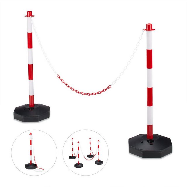 Bild von relaxdays Zaunpfosten Absperrpfosten Kunststoff mit Kette, 2er Pack