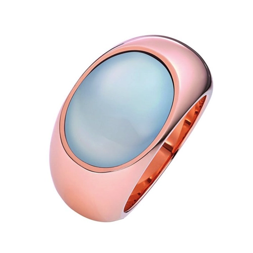 Bild von XEN Fingerring mit blauen Chalcedon - rosé vergoldet