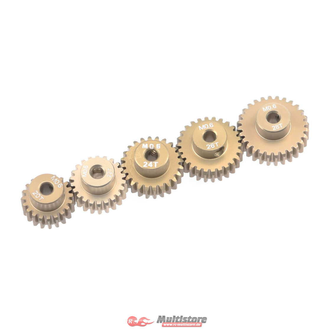 Bild von RUDDOG Modul 0.6 Aluminium Pinion 5-Pack Even (20,22,24,26,28T) / RP-0662