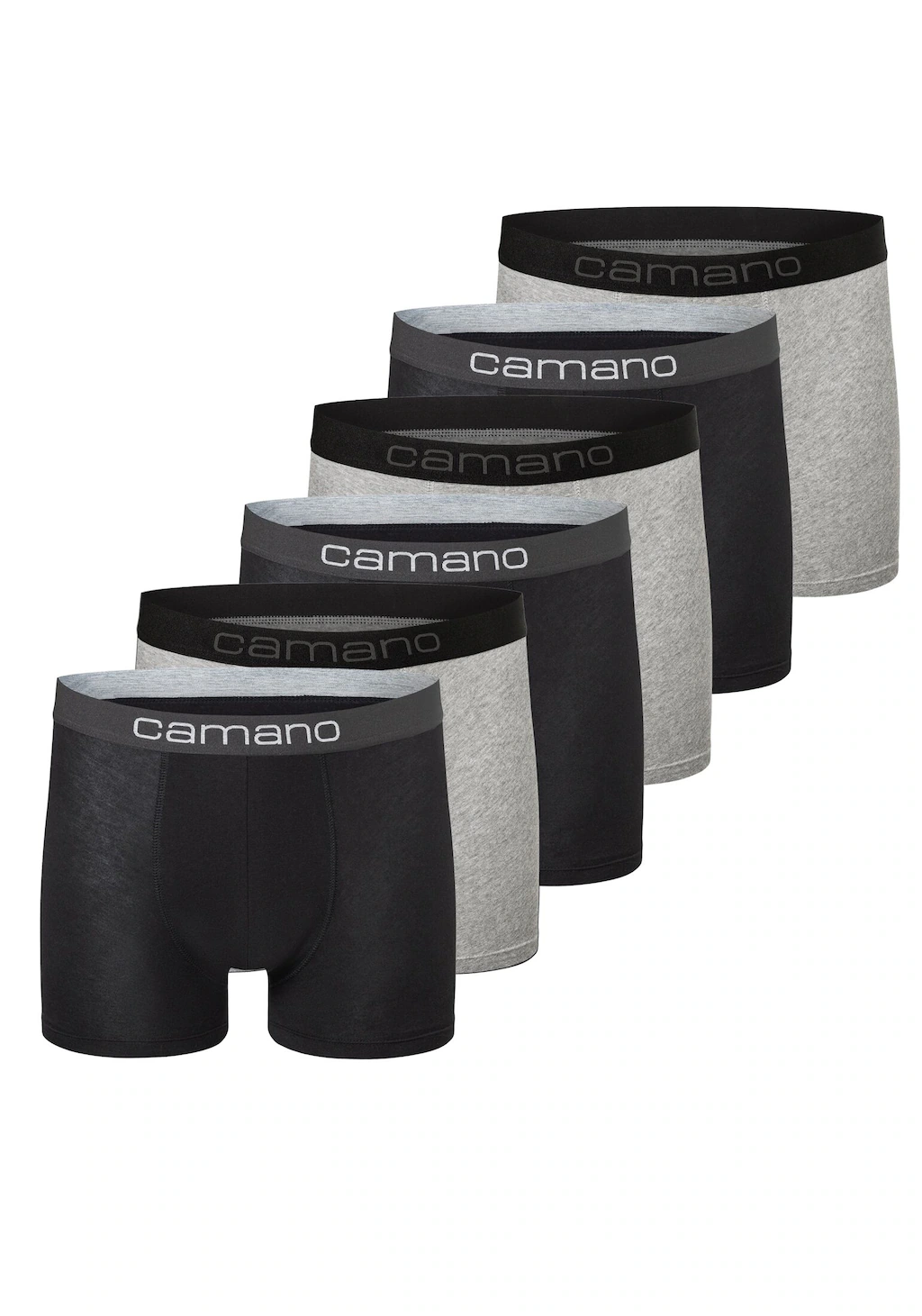 Bild von Camano Herren Boxershorts Unterhosen Herren elastischer Gummibund ohne Einschneiden Baumwolle Stretch hautfreundlich Atmungsaktiv 6er Pack L Black Mix