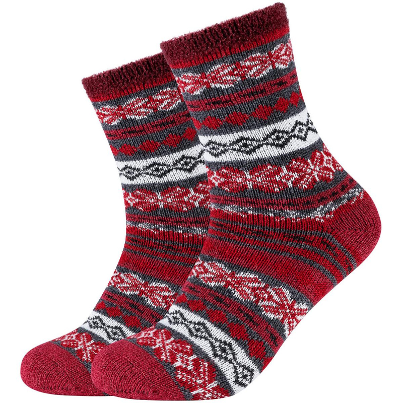 Bild von 2er Pack camano Cosy Double Layer Winter Crew Socken Damen 3810 - oxblood red 35-38