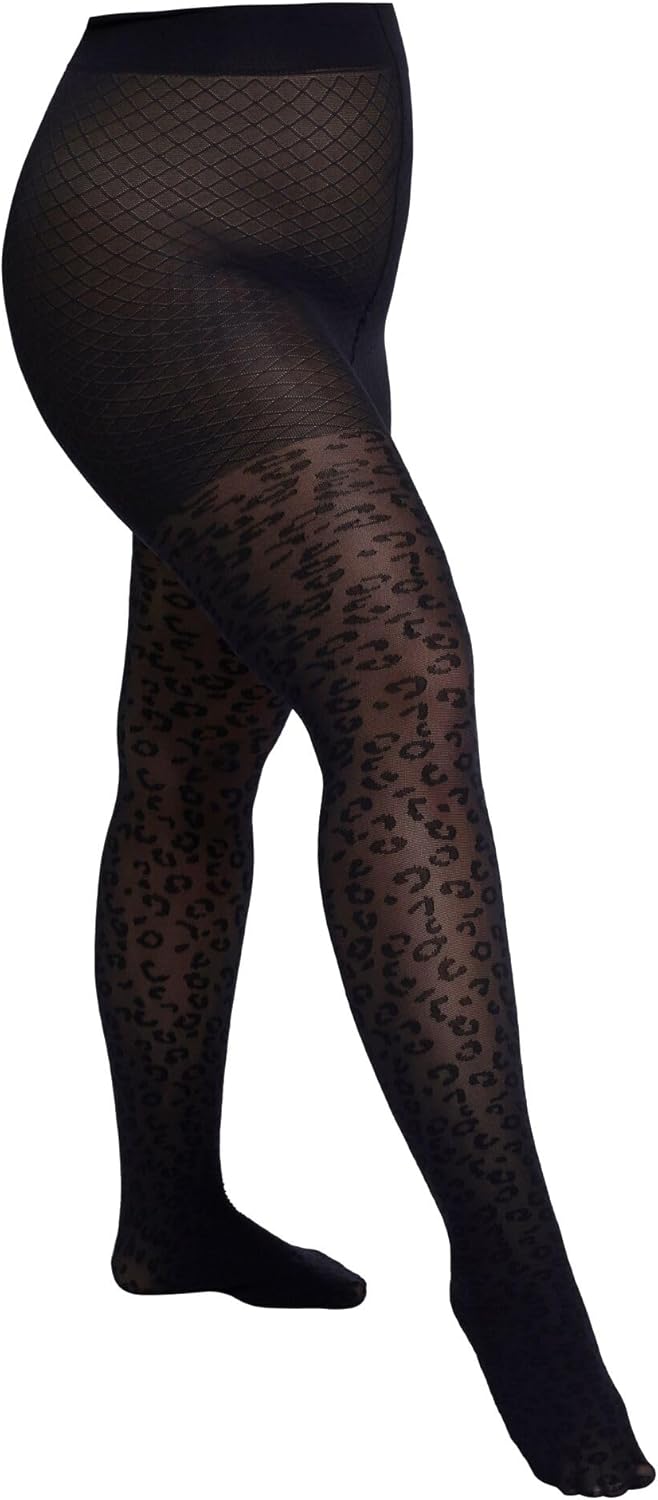 Bild von Camano Damen Strumpfhose 40 DEN große Größen curvy leo muster Komfort Baumwollzwickel extra breiter Bund bequem und reißfest mit elegantem leoparden Design Curvy Leo 1er Pack 52/54 black