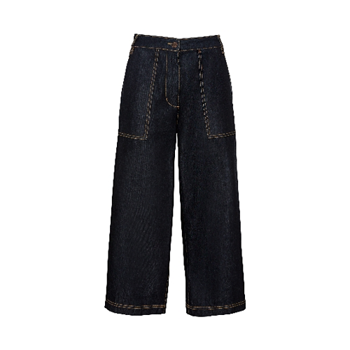 Bild von 3/4-Jeans-Culotte aus reiner Bio-Baumwolle in Dunkelblau