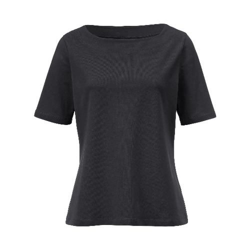 Bild von Tailliertes T-Shirt aus Bio-Baumwolle – Schwarz, Größe 42