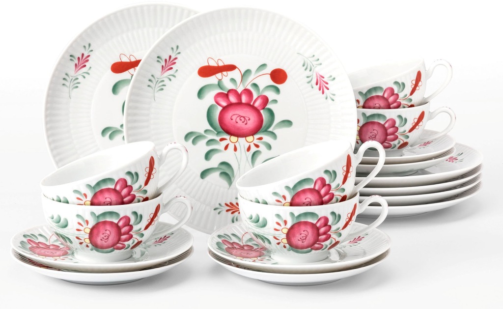 Bild von Seltmann Weiden Teeservice "Geschirr-Set, 18 Teile, Amina Ostfiesenrose, groß", (Set, 18 tlg., 6x Teeobertasse, 6x Teeuntertasse, 6x Früstücksteller), mit Blütenmotiv, Made in Germany
