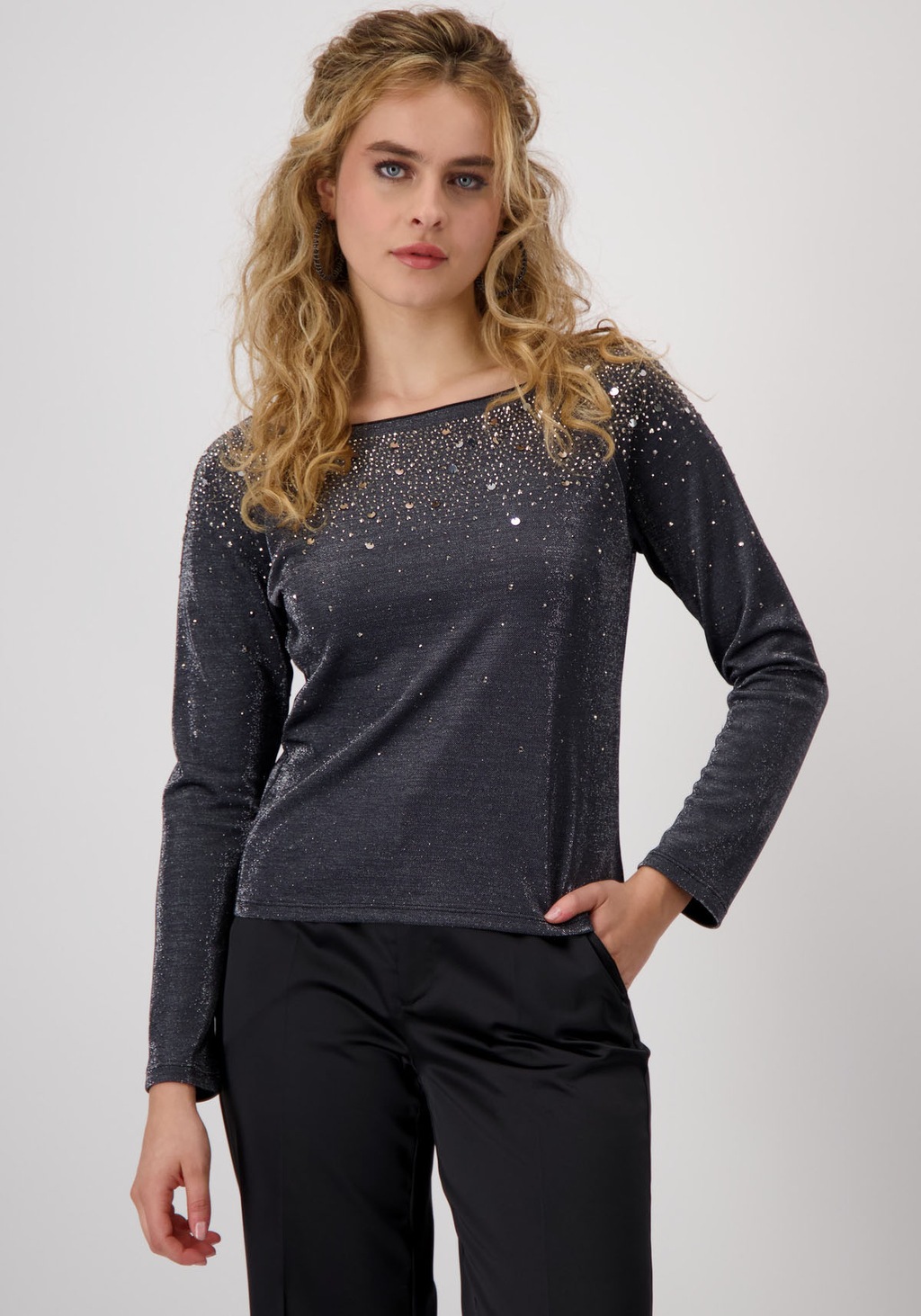Bild von Monari Rundhalsshirt, mit Glitzersteinchen