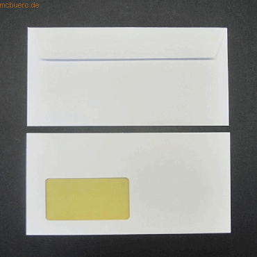 Bild von Blanke, Briefumschlag, Briefumschläge DINlang 120g/qm haftklebend Fenster VE=250 Stück blanc (110 x 220 mm, 250 x)