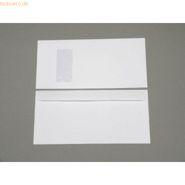 Bild von Blanke Briefhüllen Briefumschlag Briefumschläge 152x315mm 100g/qm gummiert Fenster VE=250 Stück weiß
