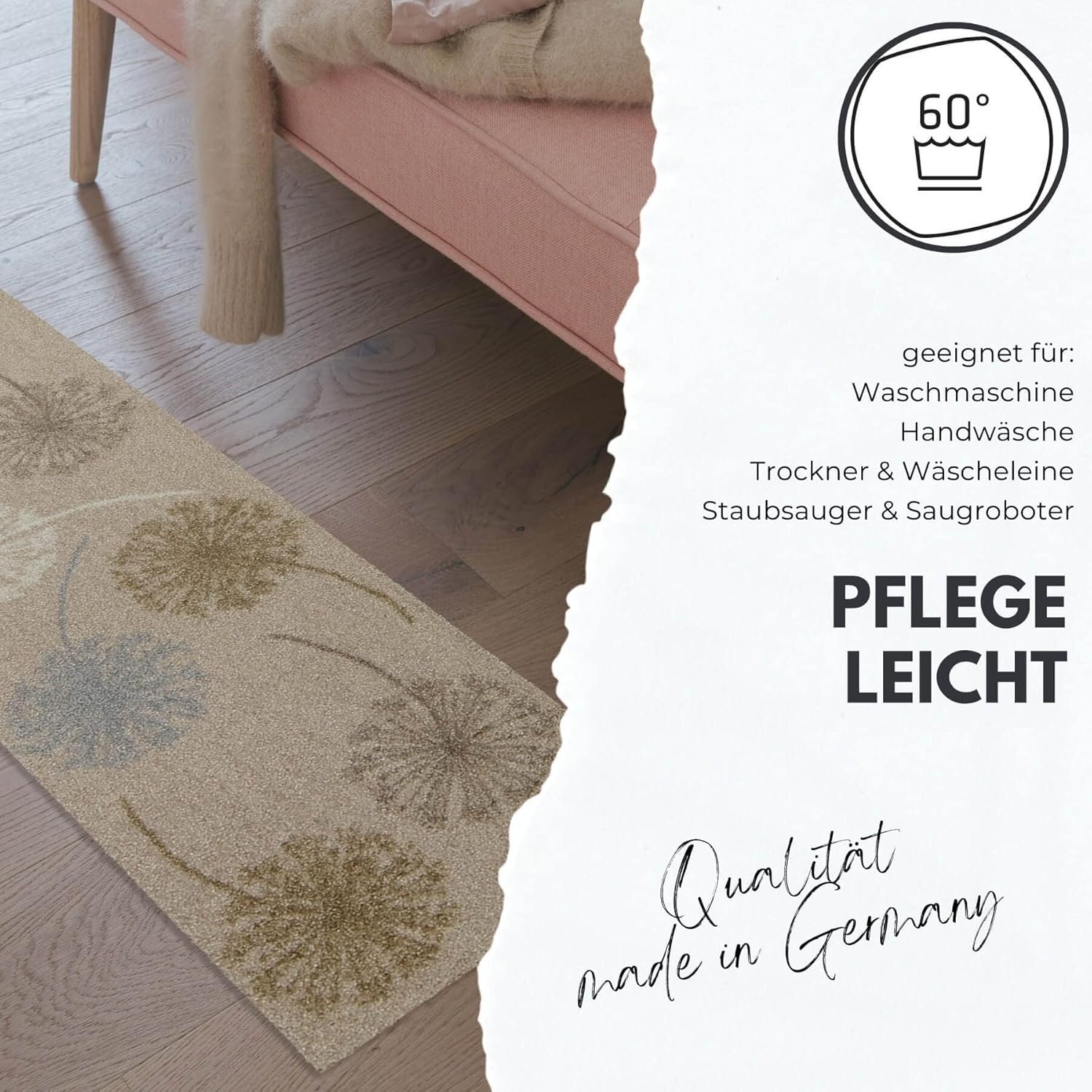 Bild von Salonloewe Fußmatte waschbar Anthrazit 60x180 cm, Fußabtreter, Schmutzfangmatte, Uni, Wohnmatte, Sauberlaufmatte, dunkelgrau,
